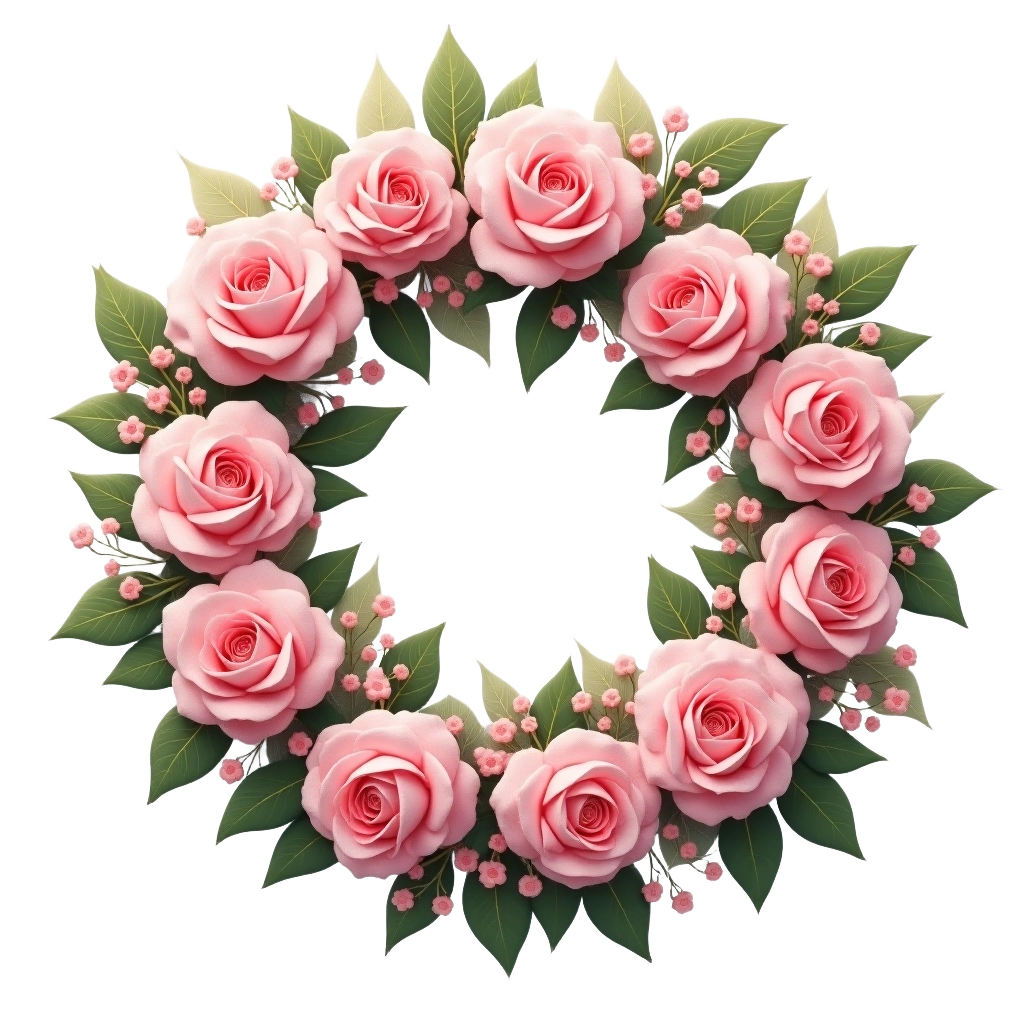 Elegant Pink Rose Wreath